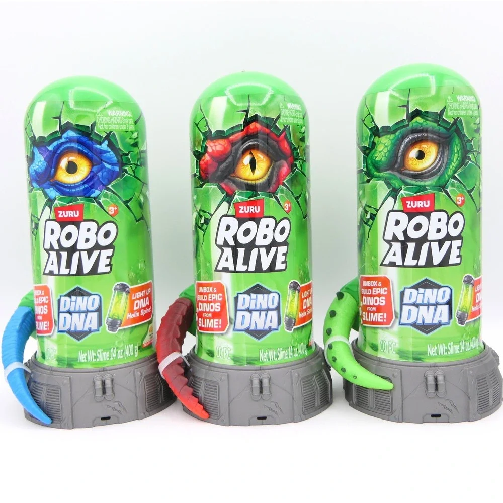 Zuru Robo Alive Dino DNA 3 Pack Blue, Red & Green Sealed Blind Tube Slime Dinos